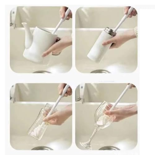 2Pcs Flexible Silicone Soft Bottle Brush with Long Handle Deep Bottle Cleaning for Narrow Neck Bottles Water Bottles Flasks