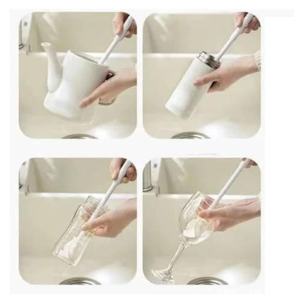 2Pcs Flexible Silicone Soft Bottle Brush with Long Handle Deep Bottle Cleaning for Narrow Neck Bottles Water Bottles Flasks