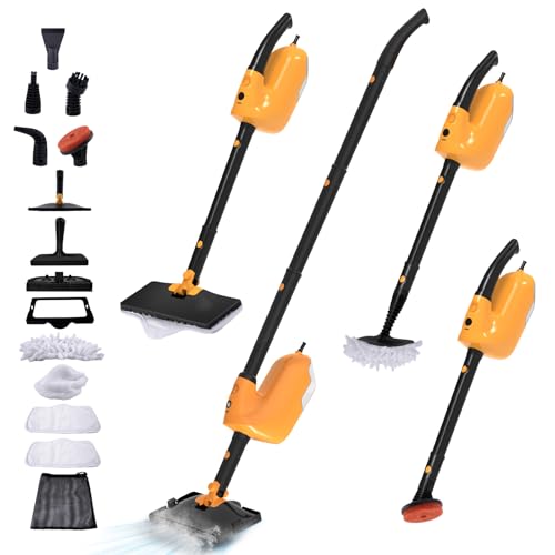 GHORA Steam Mop, All-in-one Handheld Steam Cleaner with 13 Attachments, 23FT Cord, 11.83OZ Removable Tank, Adjustable Height Steam Mops for Floor Cleaning, Hardwood Floors, Carpets, Tiles, Windows - size: Steam Mop*1