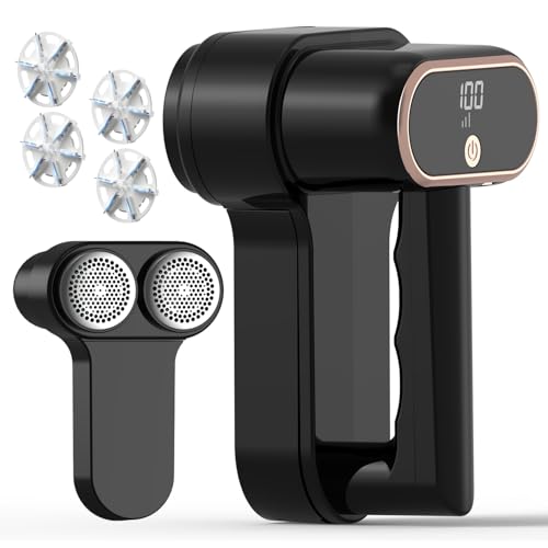 Dual Motors Rechargeable Fabric Shaver,3-Speed Lint Remover for Clothes Sweat & Furniture Couch,Eliminates Fuzz & Pilling,Electric Lint Shaver with LED Display & Type-C Fast Charging Port - Black - color: Black