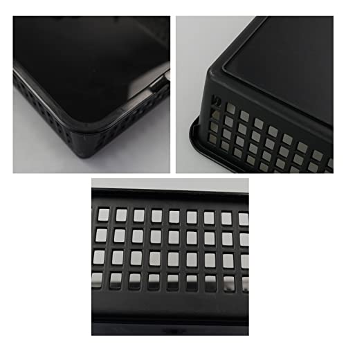 6 Pack Plastic Flat Storage Basket (3 Black + 3 Gray), Plastic Paper Storage Basket Tray for Office Documents, Magazines, Kitchen, Bathroom