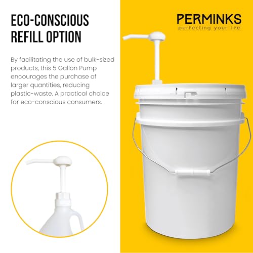 5 Gallon Pump Dispenser - Pump for 5 Gallon Bucket, Jug, Bottle, Large Container - Great for Shampoo & Conditioner, Laundry Detergent, Snow Cone Syrup, Bleach Liquid, Oil & More (Pack of 6) - size: 6-Pack