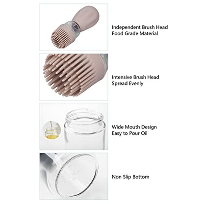 Srliya 2pcs Oil Container with Silicone Brush Oil Dispenser Bottle for Kitchen Grilling Baking Cooking (Coffee Color) - color: Coffee Color