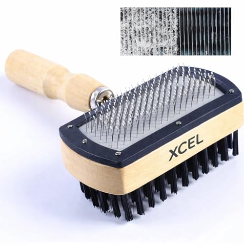 HVAC Coil Cleaning Brush & Fin Comb Tool, Dual-Sided AC Coil Cleaner Brush for Evaporator and Condenser Coils, Mini Split, Window AC and Outdoor Condenser, Stainless Steel Pins with Soft Bristles
