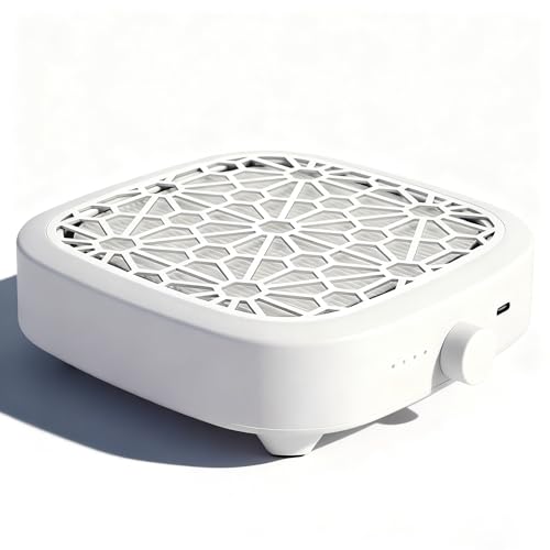 Nail Dust Collector, Cordless Dust Collector Nail Tech, Compact Powerful 6000RPM Nail Vacuum Fan Rechargeable Dust Extractor for Acrylic Gel Polish Manicure Pedicure for Home, White - color: White