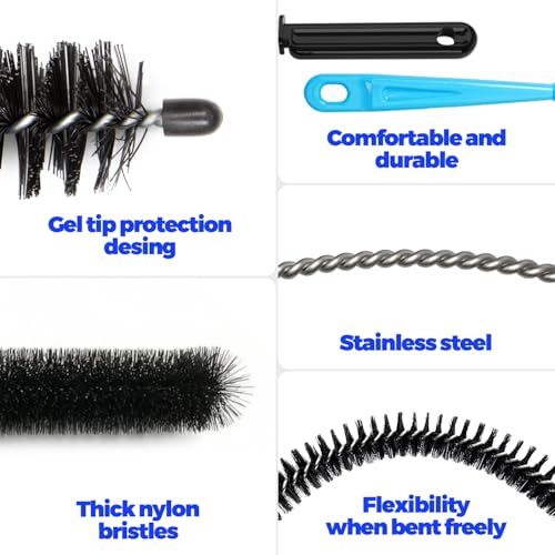 Holikme Dryer Vent Cleaner Kit - 5 Piece Flexible Snake Tool for Lint Removes & Hair Clogs, Suitable for Drain Pipes,Condenser, Refrigerator Coils, Radiators, Toilets, Sinks & Tile Grout