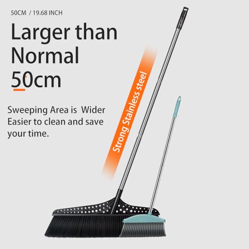 Heavy Duty Outdoor Angle Broom with 20" Wide 51" Long Handle Stiff Bristles Sweeper Perfect for Driveway/Courtyard/Industry Area/Lobby/Mall/Garage/Wood/Stone/Tile/Concrete Floor Sweeping