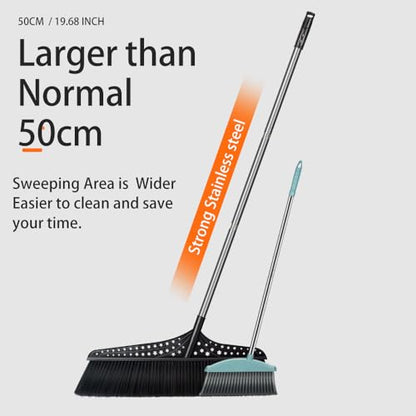 Heavy Duty Outdoor Angle Broom with 20" Wide 51" Long Handle Stiff Bristles Sweeper Perfect for Driveway/Courtyard/Industry Area/Lobby/Mall/Garage/Wood/Stone/Tile/Concrete Floor Sweeping