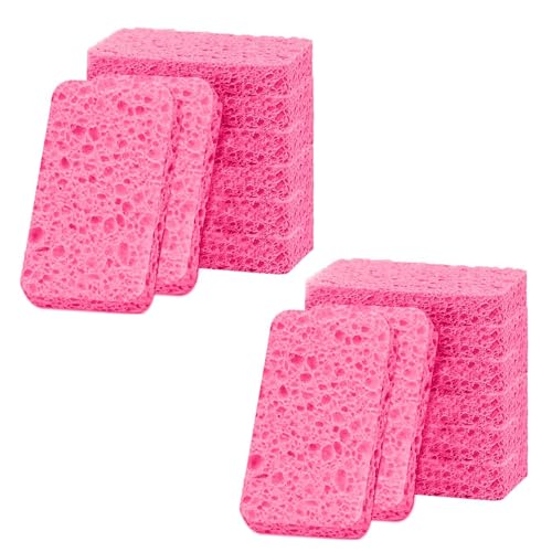 12 - Pack Non-Scratch Scrub Sponges - Sponges for Dishes and Washing Dishes, Cleaning Sponges for Kitchen Home Bathroom Cars, Funny Cut-Outs DIY for Kids (Pink) - color: Pink, size: 12 - Pack