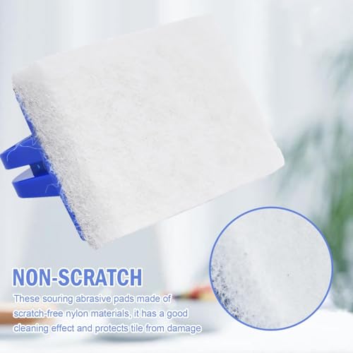 YoleShy Shower Scrubber Non-Scratch Bathtub Scrubber Heavy Duty Scrub Pad with Handle for Bathroom Tile Bathtubs Shower Tile Sink Pool Tile Spas (Blue) - color: Blue