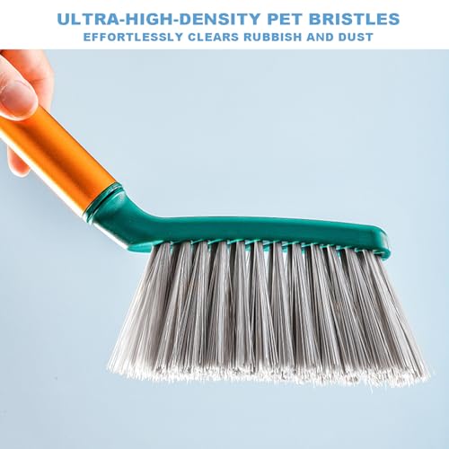 Small Broom with Dustpan Combo Set Mini Broom and Brush Set Hand Sweeper for Cleaning Desk Office Kitchen Pet Nest (Green) - color: Green