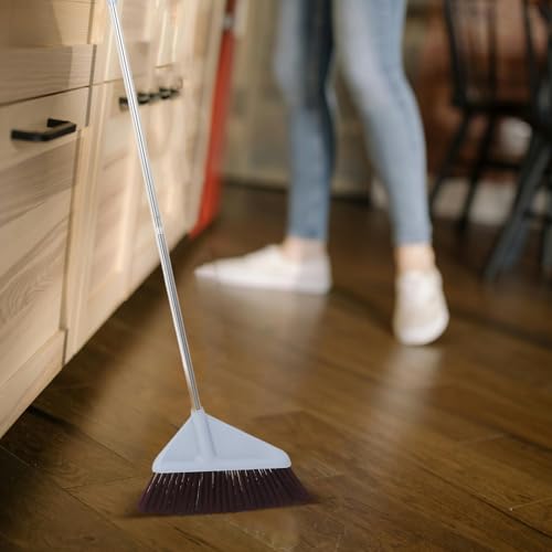 Heavy-Duty Floor Sweeper Broom with Long Handle Soft Bristles for Indoor Outdoor Use Wide Sweeping Area for Efficient Cleaning Patio Garage Kitchen Office and Lobby Floors