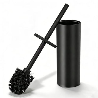 Toilet Brush and Caddy, Stainless Steel Toilet Bowl Brush and Holder, Toilet Bowl Cleaner Brush for Bathroom (Black) - color: Black