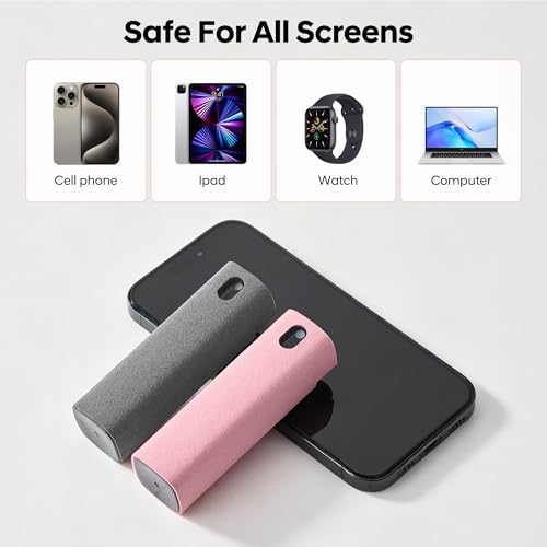 YTT Screen Cleaner, Screen Cleaner Spray Kit with Ultra-Fine Microfiber Cloth, Touchscreen Mist Cleaner for iPhone, iPad, MacBook, Laptop, Monitor & TV, Streak-Free Cleaner, Gray & Light Gray, 2 Pack - color: Grey+Light Grey