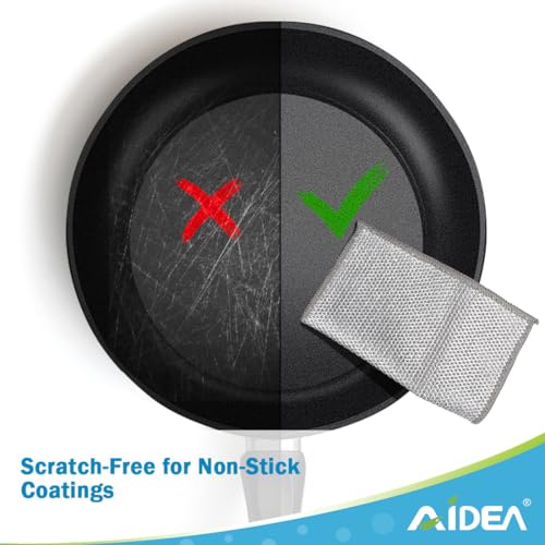 AIDEA Non Scratch Wire Dishcloth 24PK, Wire Dishwashing Rag for Wet and Dry, Dish Cloths for Washing Dishes, Cleaning Pads Steel Scrubber for Cookware, Sinks, Dishes, Stove Tops, 7"×8" - color: Silver
