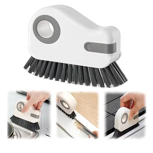 AYNUUY 2 in 1 Groove Cleaning Brush, Window Track Cleaning Tools Multifunction Grout Cleaner Tool with Tweezers and Scraper for Sliding Door Track, Window Seal, Sill (Gray) - color: Gray