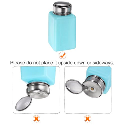 HARFINGTON Solvent Alcohol Dispensers 200ml(6.8oz) Push Down Liquid Dispenser Pump Bottle with Sealing Stainless Steel Lid for Acetone Cleanser Polish Remover, Blue - color: Blue, size: 6.8 Ounces