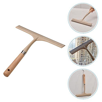 2pcs Window Home Cleaning Floor Bathroom Squeegees Stainless Mirrors, Multi- Cleaner Wooden Handheld Tool Tiles Functional Inches Handle Wiper Tools Glass, Steel