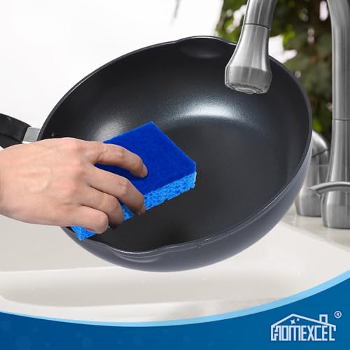 HOMEXCEL Sponges Kitchen 24pcs, Non-Scratch Scrub Dish Sponge Safe on Non-Stick Cookware, Dual Sided Cleaning Sponges for Kitchen, Household, Bathroom and More - color: Blue-rectangle