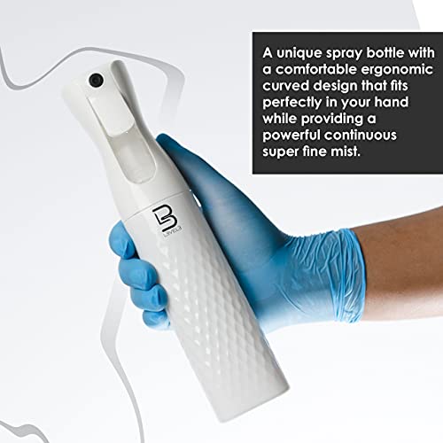 L3 Beveled Spray Bottle - Continuous Spray with a Fine Mist Pattern - Barber and Hair Stylist Supplies - Less Hand Fatigue Compared to Standard Bottles - Level Three Barber Spray - 300 ml (White) - color: White