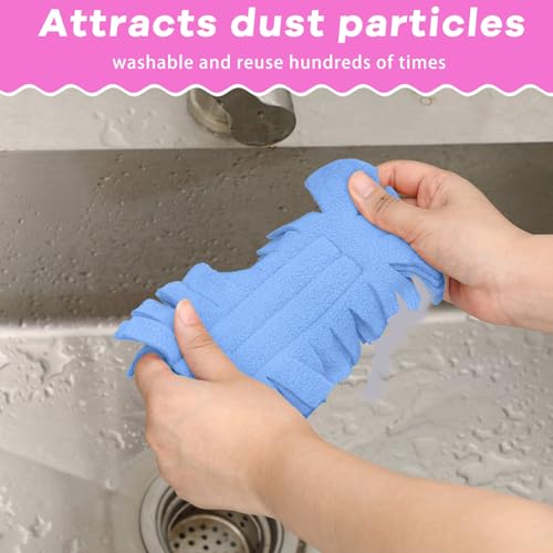 Zubebe 12 Pcs Duster Refill Reusable Fleece Duster Refills Feather Flat Dusters Multi Surface Washable Cleaning Pads Tools for Home, Blinds, Car, Pet, Furniture, Fans (Red,Yellow,Green,Blue) - color: Red, Yellow, Green, Blue