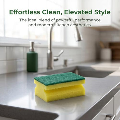 10pcs Dual-Sided Yellow & Green Cleaning Sponges - Super Absorbent, Non-Scratch Durable Polyurethane Sponges for Kitchen, Bathroom, Multi-Surface Household Cleaning