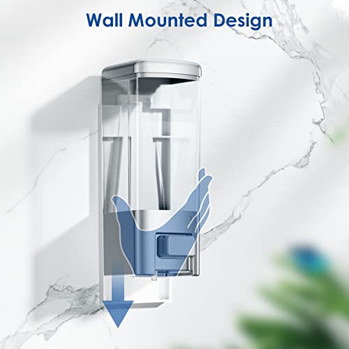 Manual Soap Dispenser, 17oz/500ml Wall Mount, Large Capacity Kitchen Bathroom Hand Soap Dispenser, Commercial Refillable Shampoo Shower Gel Lotion Dispenser, Chrome - color: Chrome 500ml