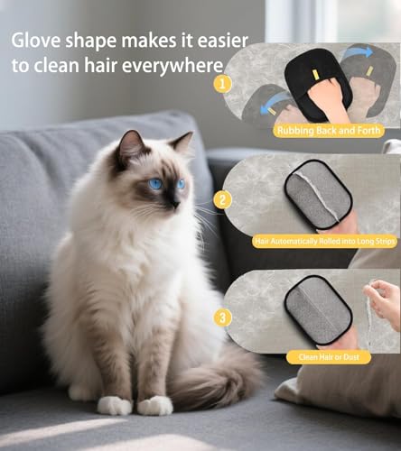 4 in 1 Pet Hair Remover with Glove, Reusable&Effective Cat and Dog Hair Removal Cleaning Tool with 17-Inch Extra Long Handle Multifunctional Fur Lint Brush for Couch,Furniture,Carpet,Clothes,Bedding - color: With Glove