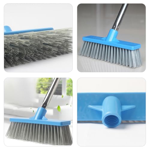 KALLORY Long Handle Floor Scrub Brush with Stiff Bristles Grout Cleaning Scrubber for Bathroom and Outdoor Tile Floors Sturdy Cleaning Brush for Shower Kitchen