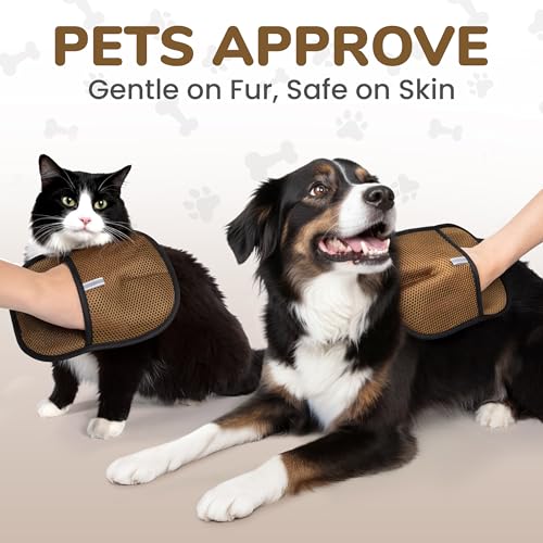 KEYVOZ Pet Hair Removal Glove for Cats and Dogs, Electrostatic Magic Brush Pet Hair Remover for Dog Couch, Available in Blue, Purple, Pink, Brown- Perfect for Pet Owners (Brown) - color: Brown