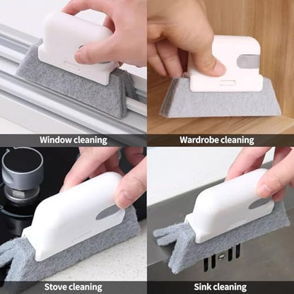 Window Track Cleaner Brush, Groove Cleaning Brush 2 in 1 Cleaner Tool Grip Brush for Window lides Gaps Tile Lines Shutter Car Vents,Gray - color: Gray