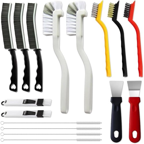 16Pcs Crevice Cleaning Brush Set, Hard Bristle Scrub Brushes Tools for Deep Cleaning Gap,Window Groove Cleaning Brush for Sliding Door, Sill, Tile Lines, Shutter, Corner, Sink, Teapot, Bottle (16 Pcs)