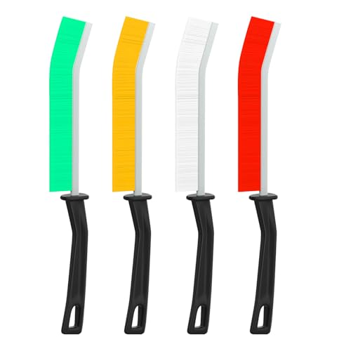 4PCS 23 * 2cm Crevice Cleaning Brush Set for Window Tracks Kitchen Use, Household Scrub Brushes with Handle Daily Clean(Multicolor) - color: White,yellow,red,green