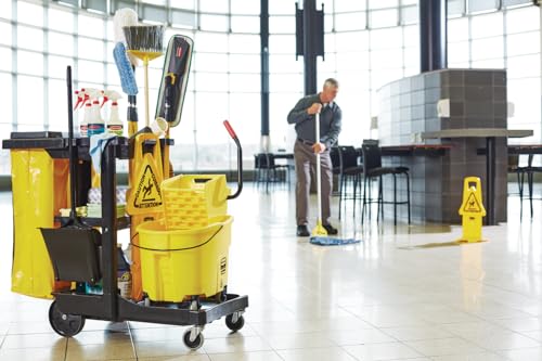 Rubbermaid Commercial Products WaveBrake 26 Qt. Side-Press Mop Bucket and Wringer Combo on Wheels, Yellow, for Professional/Industrial/Business Heavy-Duty Floor Cleaning/Mopping - size: 26 Qt