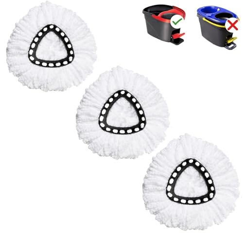 Mop Replace Head, Spin Mop Replacement Head Easywring 1-Tank System, Easy Cleaning, Microfiber, Machine Washable (3 Pack) - size: 3 Pack