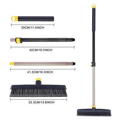 Yocada Push Broom Brush Stiff Bristles 12.8" Broom Head Telescopic Heavy-Duty Outdoor Commercial for Cleaning Bathroom Kitchen Patio Garage Deck Concrete Wood Stone Tile Floor