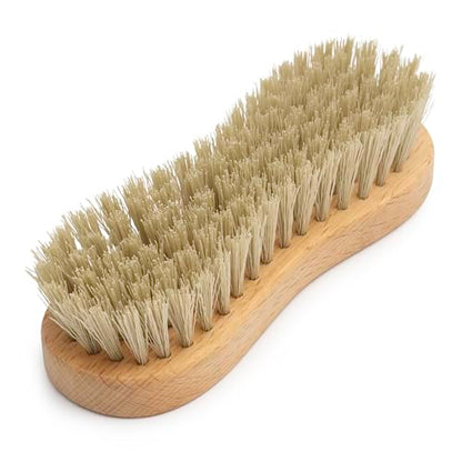 KONEX Medium-Stiffness Nylon Fiber Scrub Brush - Heavy Duty Cleaning Brush, Wooden Handle, Brown, Ideal for Hardwood Floor, Outdoor Surfaces, Carpet