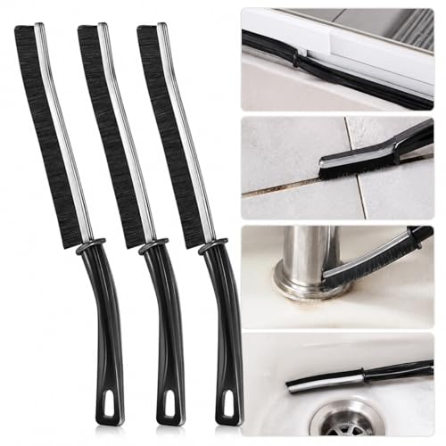 3PCS Crevice Cleaning Brush Set, Hard Bristle Gap Cleaning Brushes for Bathroom & Kitchen, Narrow Grout Scrub Brush for Tile, Sink, Shower, Toilet & Window Track Cleaning Tools