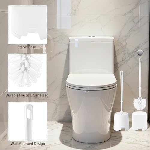 12 Pack Toilet Brushes and Holders Set,13 Inch Toilet Bowl Brushes for Bathroom,Toilet Scrub Brush with Storage Rack for Bathroom Accessories White