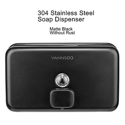 Wall Mounted Hand Soap Dispenser Bathroom, 1200ml 40oz Commercial Stainless Steel Black Liquid Soap Dispenser Wall Mount (Horizontal Black) - color: Horizontal Black