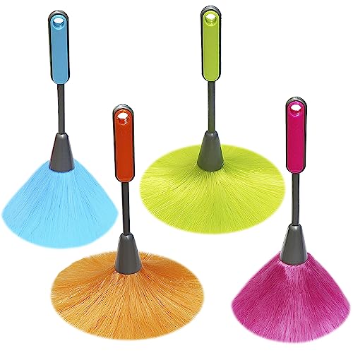 4 Pack 10" Small Microfiber Duster, Delicate Fluffy Microfiber Feather Duster, Suitable for Light Daily Household Dusting, Perfect for Cleaning Desk, Computer Screen, TV Screen, Books, Photo Frames
