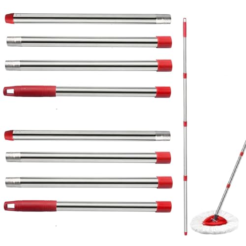 Spin Mop Replacement Handle, 4-Section 30-to-58 inch Mop Replacement Stick Compatible with Ocedar Mop Handle for Easy Wring Mop Refills, Germany Screw Joint (Red 2 Pack) - color: Red, size: Mop Handle（ 2 Pack）
