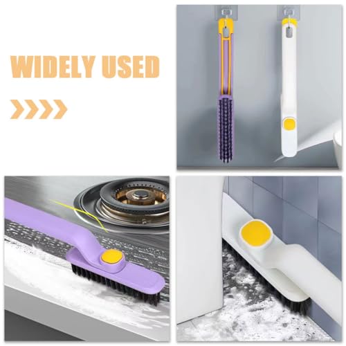 Uonlytech 2pcs Multifunctional Crevice Cleaning Brush Set Soft Bristles, Small Groove Scrubbers for Bathroom Tiles, Window Tracks, and Floor Gaps, Long-Handle Detail Brushes for Home