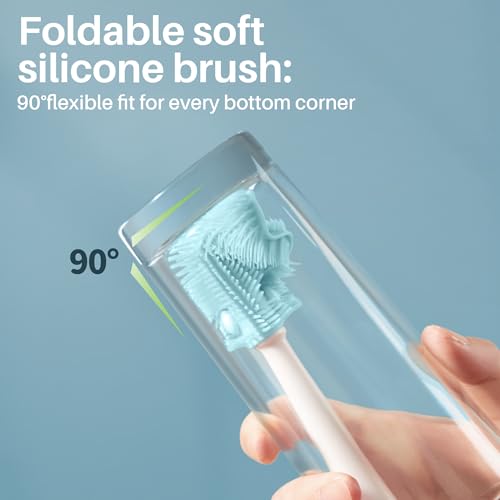 JOYMOOP Silicone Bottle Brush & Straw Cleaner Brush Set, Multi-Functional Bottle Washer for Sports Water Bottle,Glassware,Vase,and Narrow Neck Containers,Blue - color: Blue