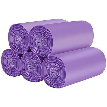 5 Rolls Small Trash Bags - 200 Counts Durable 4 Gallon Small Garbage Bags for home office kitchen Bathroom Bedroom Trash Can liners（Purple） - color: 200 Count Purple