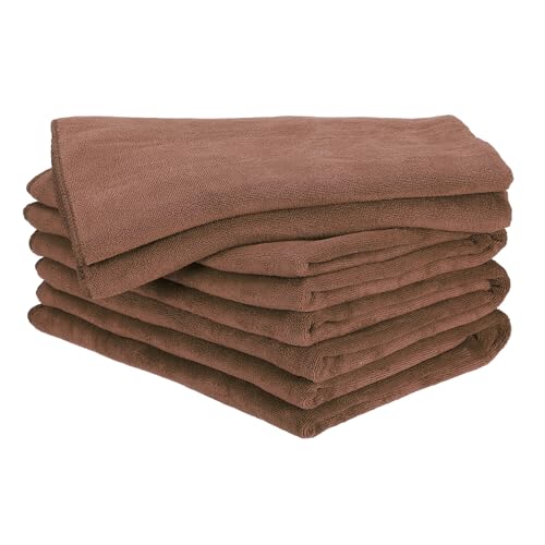 HARFINGTON 4 Pack Microfiber Cleaning Cloth, 71" x 24" Multi-Functional Cleaning Towels Reusable Absorbent Rags for Car Wash Kitchen Household Window Clean, Brown - color: Brown, size: 71" x 24"