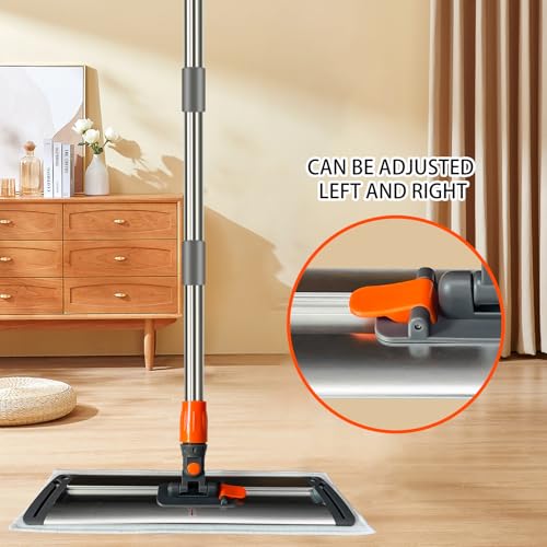 17-inch Large Aluminum mop,a Wet/Dry Microfiber mop with a Washable,Reusable Cleaning pad and an extendable Handle,Suitable for Hardwood Floors,Laminate Floors, Removing pet Hair,and Window Cleaning