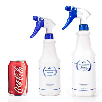 Plastic Spray Bottle 2 Pack, 32 Oz, All-Purpose Heavy Duty Spraying Bottles Leak Proof Mist Empty Water Sprayer for Cleaning Solution, Essential Oils, Hair, Planting with Adjustable Nozzle - Blue - color: Blue