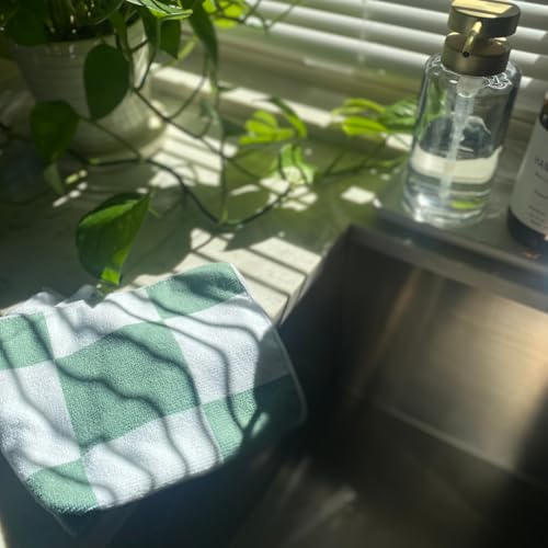 Microfiber Cleaning Cloths 13x13 – Lint-Free, Streak-Free Reusable Towels for Kitchen, Glass, Bathroom & Car | Cloak & Sage - color: Sage