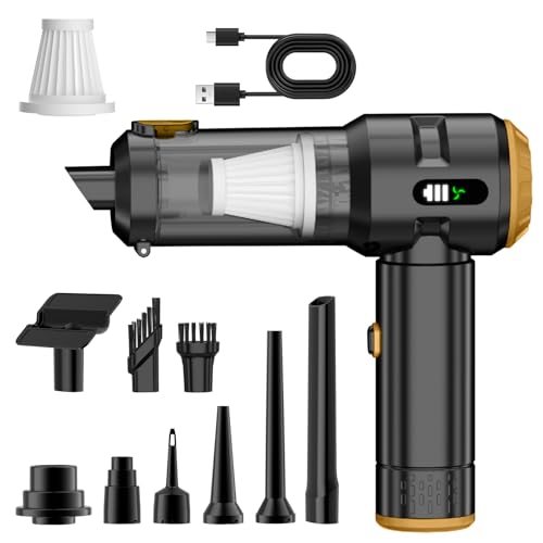 Wansimoo Handheld Car Vacuum Cleaner,25000PA Strong Cyclonic Suction Mini Vacuum Portable Cordless with Digital Display and One Touch Dust Removal for Car, Home, Office, Kitchen (Gold) - color: Gold